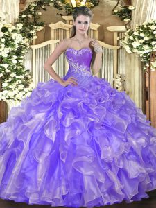 Fitting Sleeveless Beading and Ruffles Lace Up Sweet 16 Quinceanera Dress