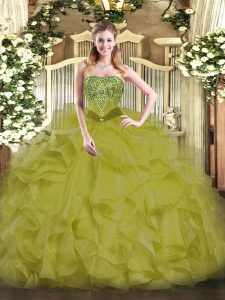 Sleeveless Lace Up Floor Length Beading and Ruffles Vestidos de Quinceanera