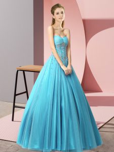 Sleeveless Beading Lace Up Prom Dresses