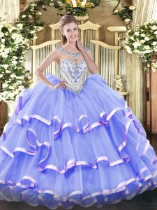 Dazzling Sleeveless Beading and Ruffled Layers Zipper Sweet 16 Dresses