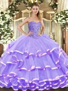 Floor Length Ball Gowns Sleeveless Lavender Sweet 16 Dress Lace Up