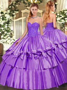 Nice Sleeveless Beading and Ruffles Lace Up Sweet 16 Quinceanera Dress