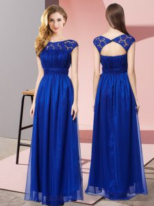 Ideal Empire Royal Blue Scoop Tulle Sleeveless Floor Length Zipper