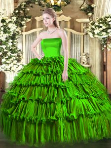 Stylish Strapless Sleeveless Zipper Ball Gown Prom Dress Organza