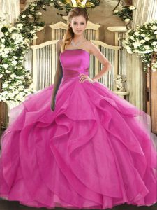 Chic Sleeveless Lace Up Floor Length Ruffles Sweet 16 Dresses