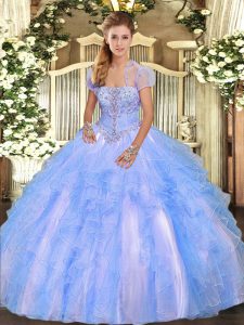 Floor Length Ball Gowns Sleeveless Baby Blue Sweet 16 Quinceanera Dress Lace Up