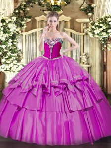 Glorious Floor Length Lilac Quince Ball Gowns Sweetheart Sleeveless Lace Up