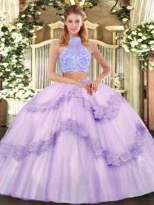 Great Sleeveless Lace Up Floor Length Beading and Appliques and Ruffles Sweet 16 Quinceanera Dress