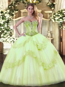 Low Price Tulle Sleeveless Ball Gown Prom Dress and Beading