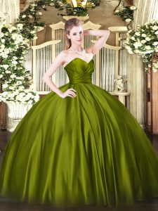 Modest Ball Gowns Quinceanera Dresses Olive Green Sweetheart Organza Sleeveless Floor Length Zipper