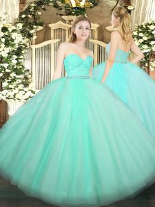Apple Green 15 Quinceanera Dress Military Ball and Sweet 16 and Quinceanera with Beading and Lace Sweetheart Sleeveless Zipper