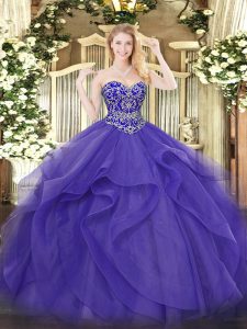 Fantastic Floor Length Purple Quinceanera Dresses Sweetheart Sleeveless Lace Up