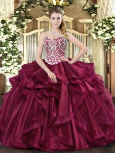 Organza Sleeveless Floor Length Vestidos de Quinceanera and Beading and Ruffles