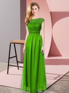 Strapless Sleeveless Zipper Prom Party Dress Green Chiffon