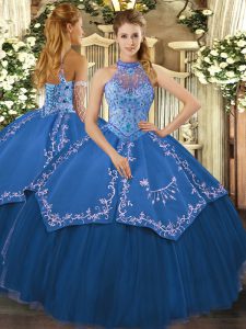 Dynamic Teal Sleeveless Tulle Lace Up Quince Ball Gowns for Sweet 16 and Quinceanera