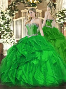 Sleeveless Beading and Ruffles Lace Up 15 Quinceanera Dress