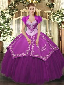 Sleeveless Lace Up Floor Length Beading and Embroidery 15 Quinceanera Dress