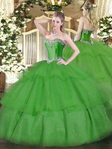 Edgy Floor Length Green Quinceanera Dresses Sweetheart Sleeveless Lace Up