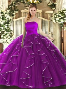 Dazzling Sleeveless Ruffles Lace Up Ball Gown Prom Dress