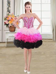 Super Multi-color Lace Up Sweetheart Beading and Ruffles Homecoming Dress Organza Sleeveless