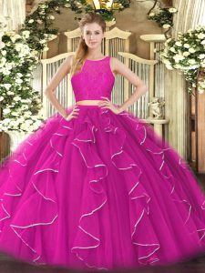 Affordable Scoop Sleeveless Organza Sweet 16 Dress Lace and Ruffles Zipper