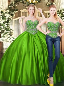Sumptuous Green Sleeveless Tulle Lace Up Quinceanera Dress for Military Ball and Sweet 16 and Quinceanera