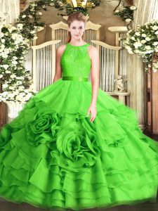 Beauteous Scoop Neckline Lace Quinceanera Gown Sleeveless Zipper