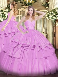 Ball Gowns Quinceanera Gown Lilac Sweetheart Taffeta Sleeveless Floor Length Lace Up