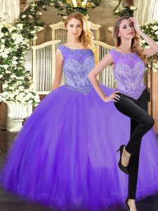Elegant Floor Length Zipper Ball Gown Prom Dress Eggplant Purple for Military Ball and Sweet 16 and Quinceanera with Beading