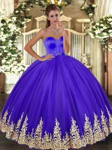 Lavender Sleeveless Tulle Lace Up Quinceanera Gowns for Military Ball and Sweet 16 and Quinceanera