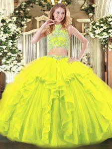 Inexpensive Sleeveless Beading and Ruffles Backless Sweet 16 Quinceanera Dress