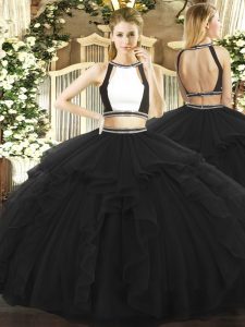 Beautiful Sleeveless Ruffled Layers Backless Quince Ball Gowns