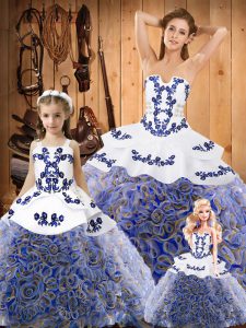 Stunning Multi-color Strapless Neckline Embroidery Quinceanera Gowns Sleeveless Lace Up