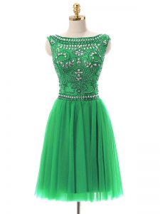 Beading Prom Dresses Green Zipper Sleeveless Mini Length