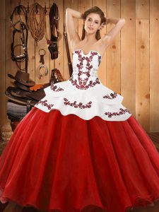 Strapless Sleeveless Tulle Vestidos de Quinceanera Embroidery Lace Up