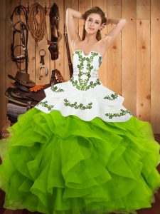 Strapless Sleeveless Lace Up Sweet 16 Quinceanera Dress Satin and Organza