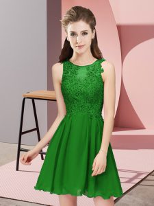 Enchanting Mini Length Zipper Dama Dress for Quinceanera Green for Prom and Party and Wedding Party with Appliques