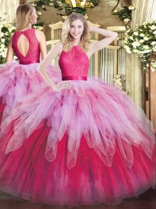 Most Popular Sleeveless Zipper Floor Length Ruffles Quinceanera Gown