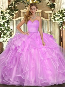 Lilac Sleeveless Ruffles Floor Length 15th Birthday Dress
