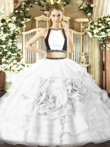 Free and Easy Tulle Sleeveless Floor Length 15 Quinceanera Dress and Ruffled Layers