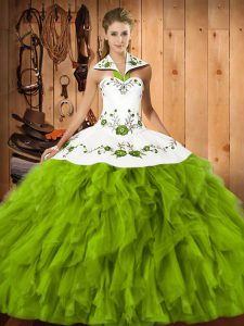 Sleeveless Embroidery and Ruffles Lace Up Vestidos de Quinceanera