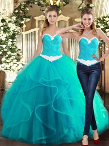 Tulle Sleeveless Floor Length Ball Gown Prom Dress and Ruffles