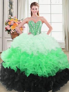 Sweetheart Sleeveless Lace Up Quinceanera Dress Multi-color Organza
