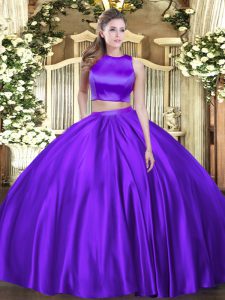 Gorgeous High-neck Sleeveless Tulle Quinceanera Dress Ruching Criss Cross