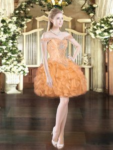 Sleeveless Lace Up Mini Length Beading and Ruffles Prom Party Dress