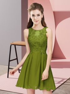Free and Easy Olive Green Sleeveless Chiffon Zipper Quinceanera Court Dresses for Prom and Party and Wedding Party