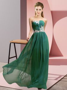 Lovely Dark Green Sweetheart Neckline Appliques Dress for Prom Sleeveless Zipper