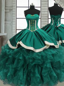 Captivating Sleeveless Lace Up Floor Length Beading and Ruffles 15 Quinceanera Dress