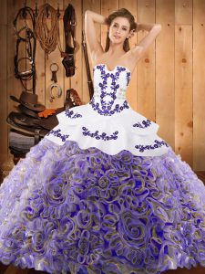 Elegant With Train Multi-color Vestidos de Quinceanera Strapless Sleeveless Sweep Train Lace Up