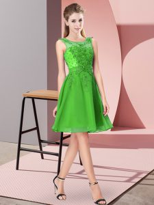 Classical Knee Length Green Vestidos de Damas Chiffon Sleeveless Appliques